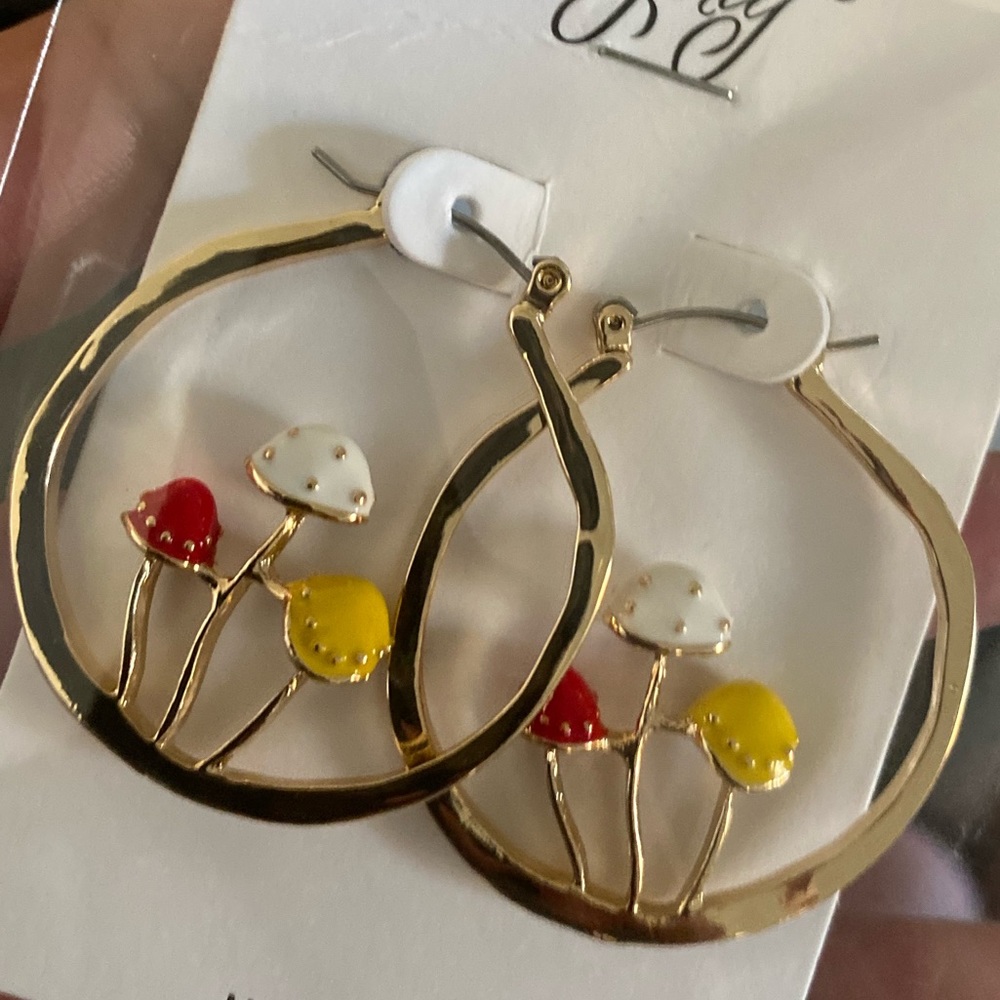 Mushroom Hoop Earrings
